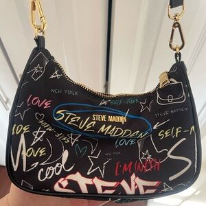 Steve Madden Black Graffiti Shoulder Bag